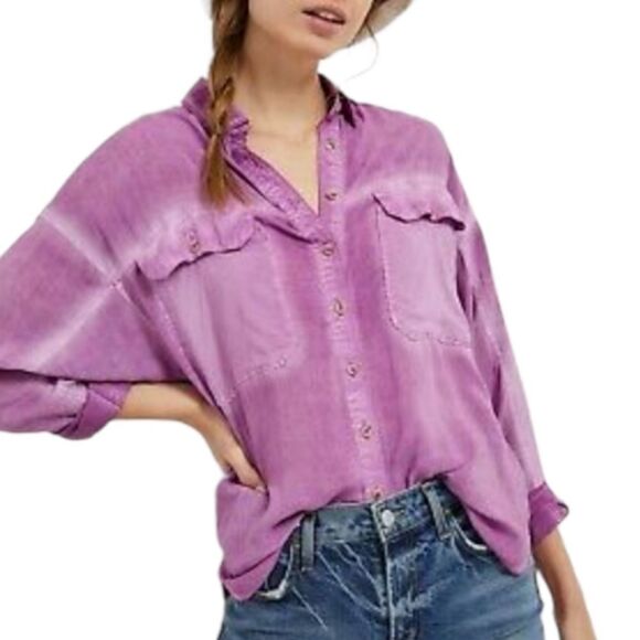 NWT ANTHROPOLOGIE PILCRO AND THE LETTERPRESS Joelle Relaxed Button Top M - Picture 1 of 9